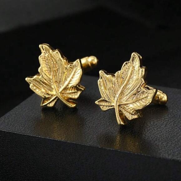 Gold Leaf Cufflinks - Picture 1 of 2